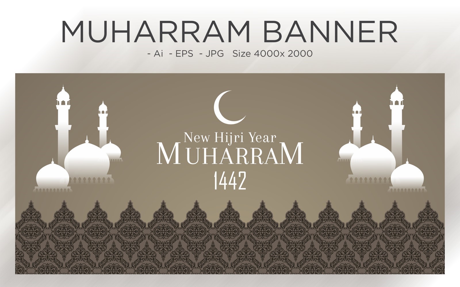 Happy Islamic holiday Mosques Dome Banner Template - Illustration