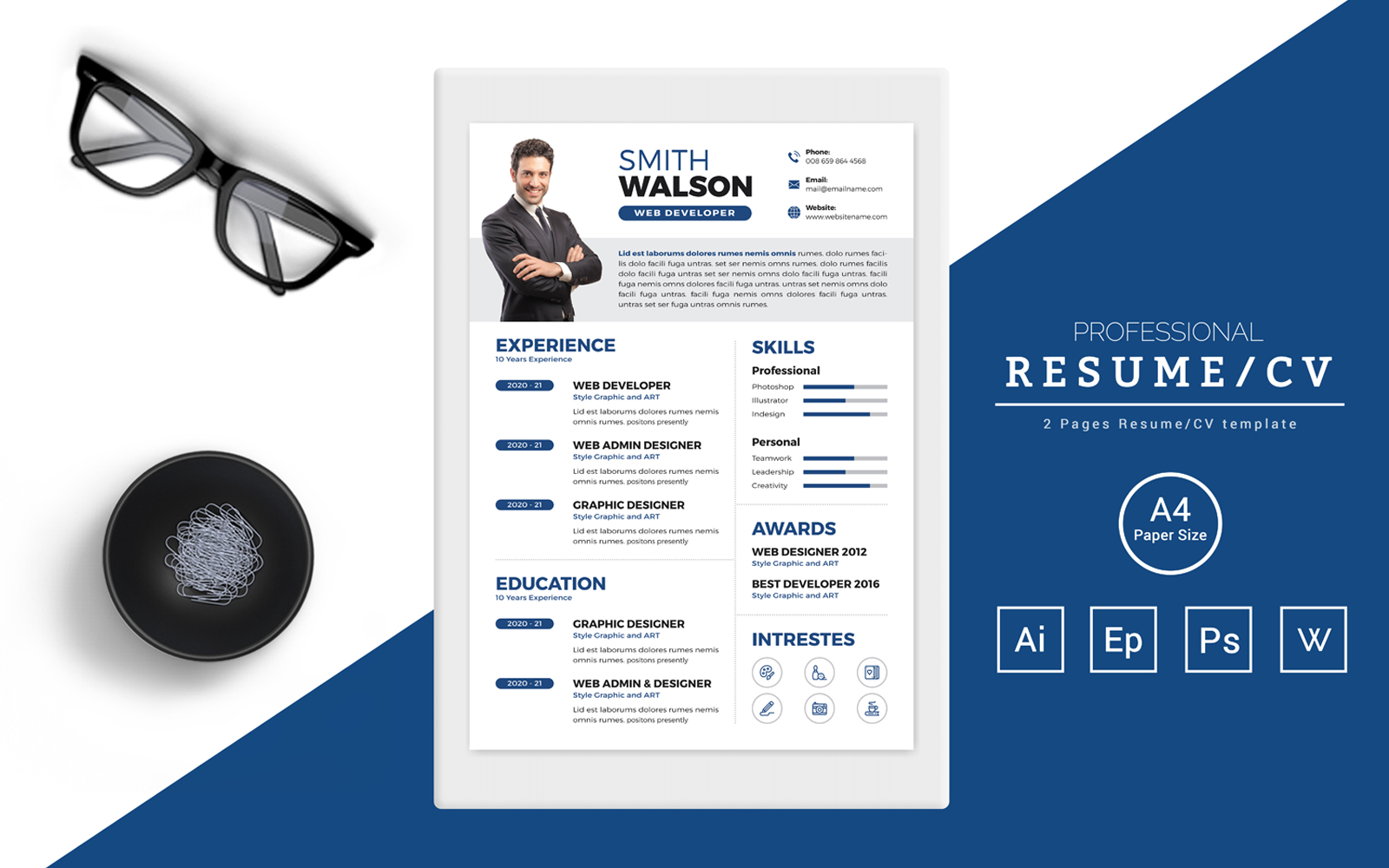 Smith Walson – CV Design for a Web Developer Printable Resume Templates