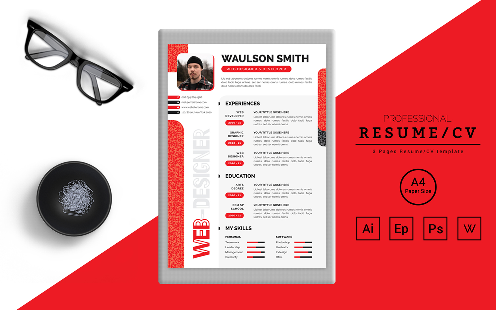 Waulson Smith – CV Design for a Web Designer Printable Resume Templates
