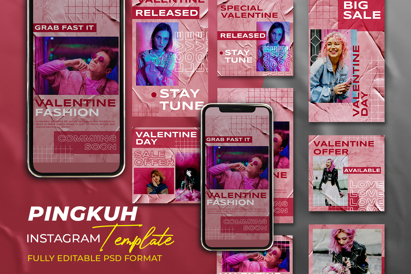 PINGKUH - Instagram Post and Story Social Media Template