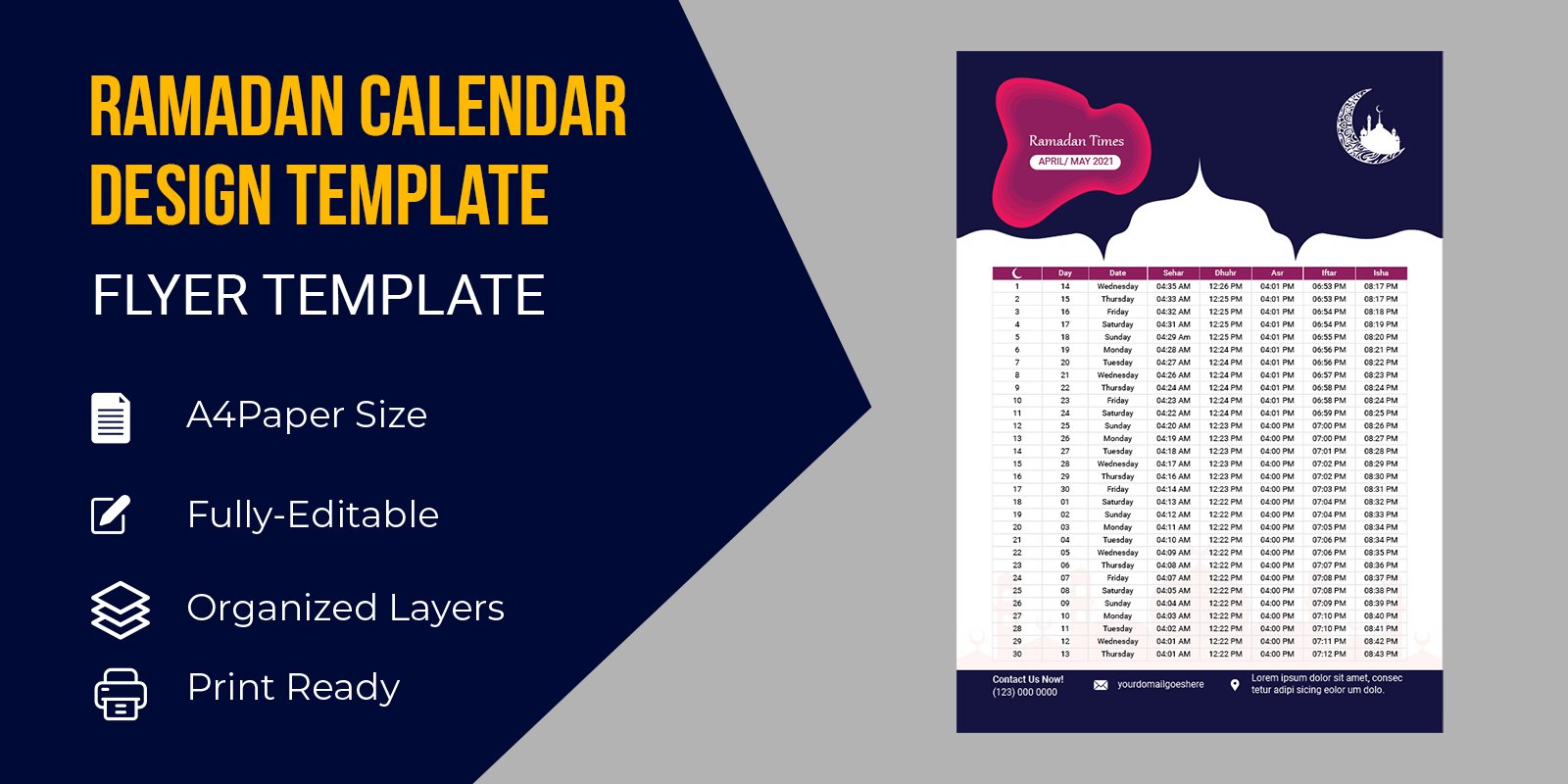 Ramadan Schedule for Prayer Times in Ramadan - Corporate Identity Template