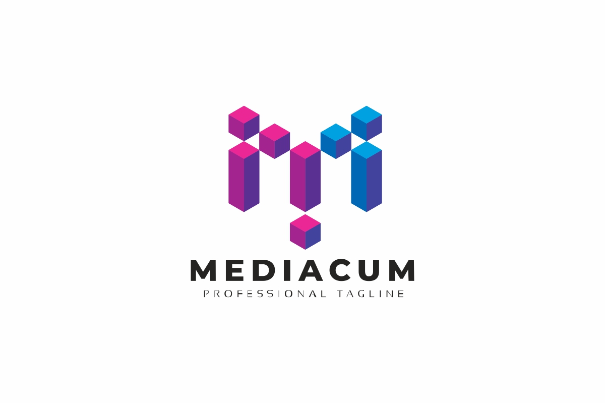 Mediacum M Letter Colorful Logo template