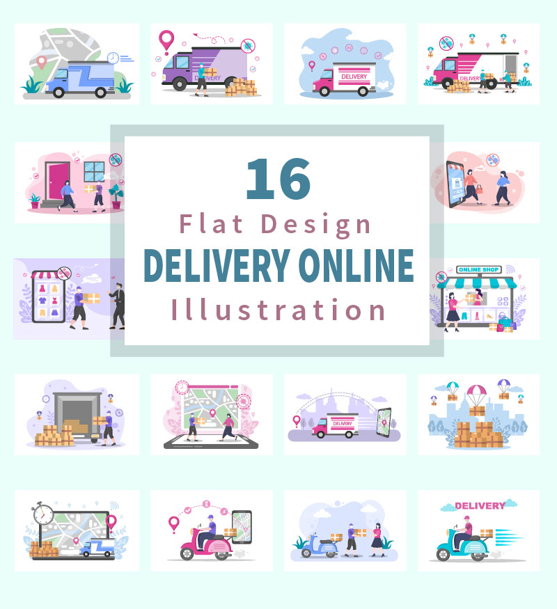 16 Online Delivery Flat - Illustration