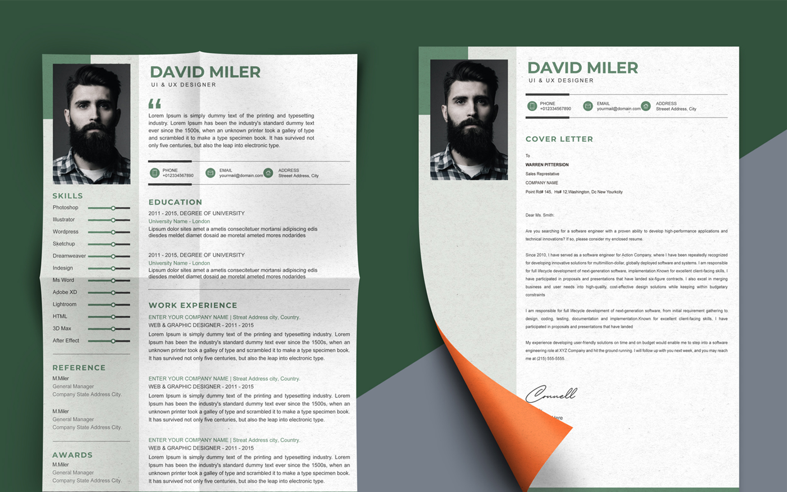 David Miler - CV Template Design Printable Resume Templates