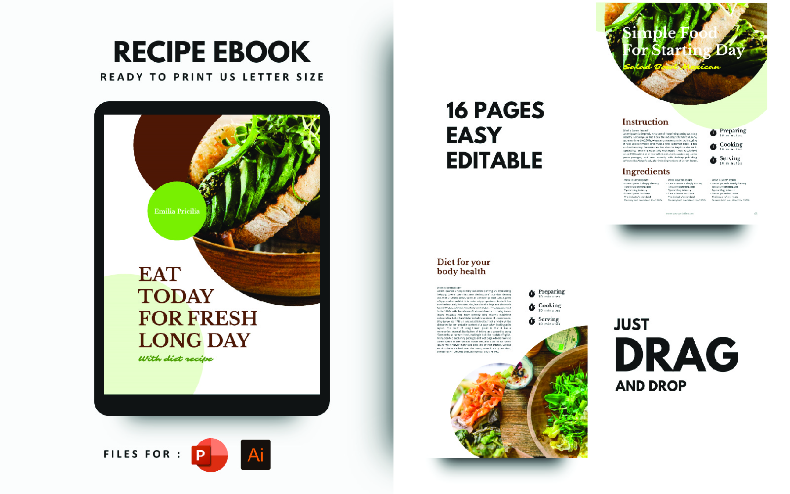 Diet Today Recipes eBook PowerPoint Presentation Template