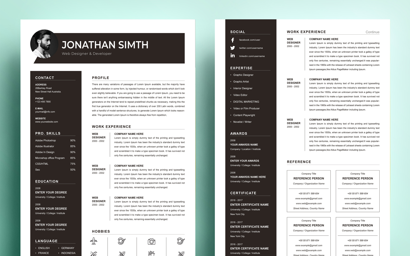 Jonathan Smith - Web Developer Resume