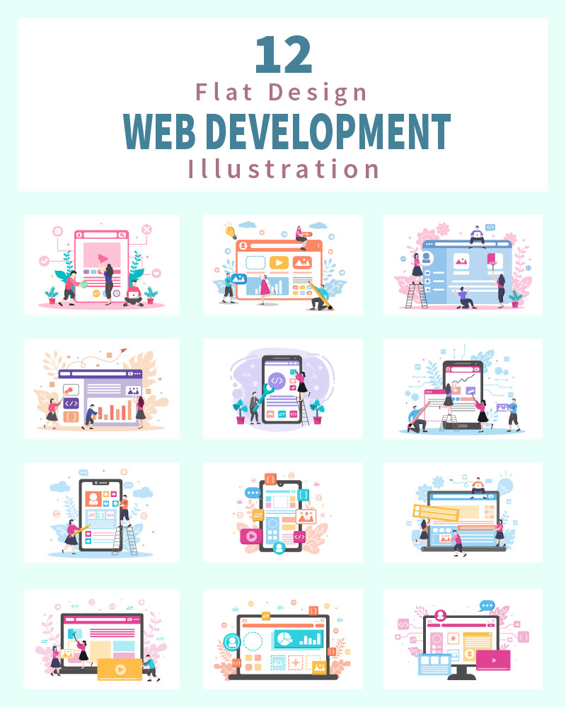 12 Web Development Flat - Illustration