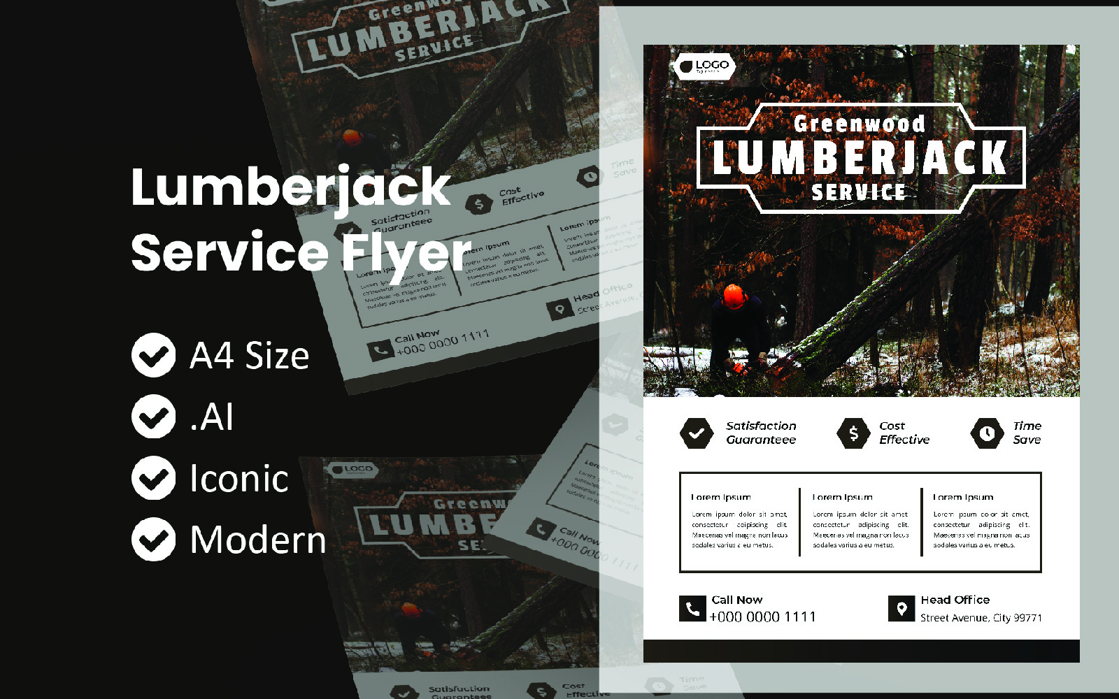 Lumberjack Service Flyer - Corporate Identity Template