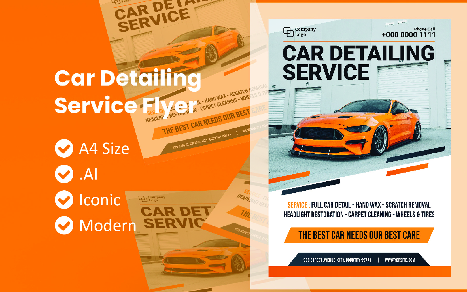 Car Detailing Service Flyer - Corporate Identity Template