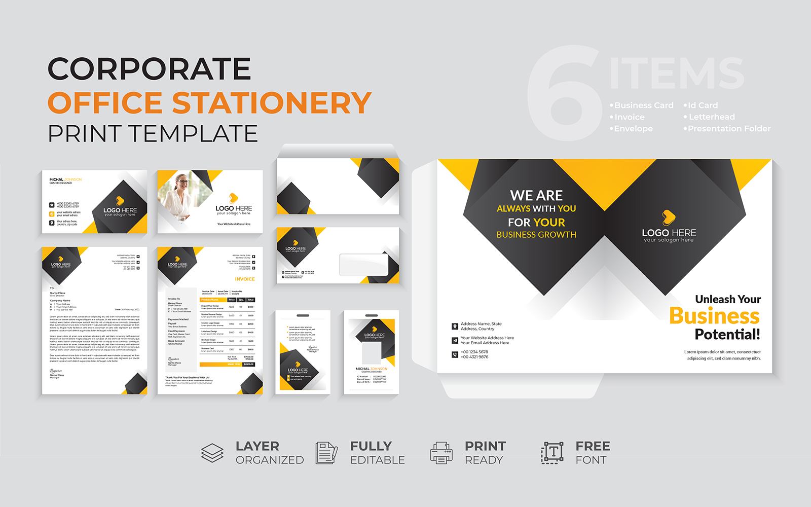 Modern Creative Branding Office Stationery - Corporate Identity Template