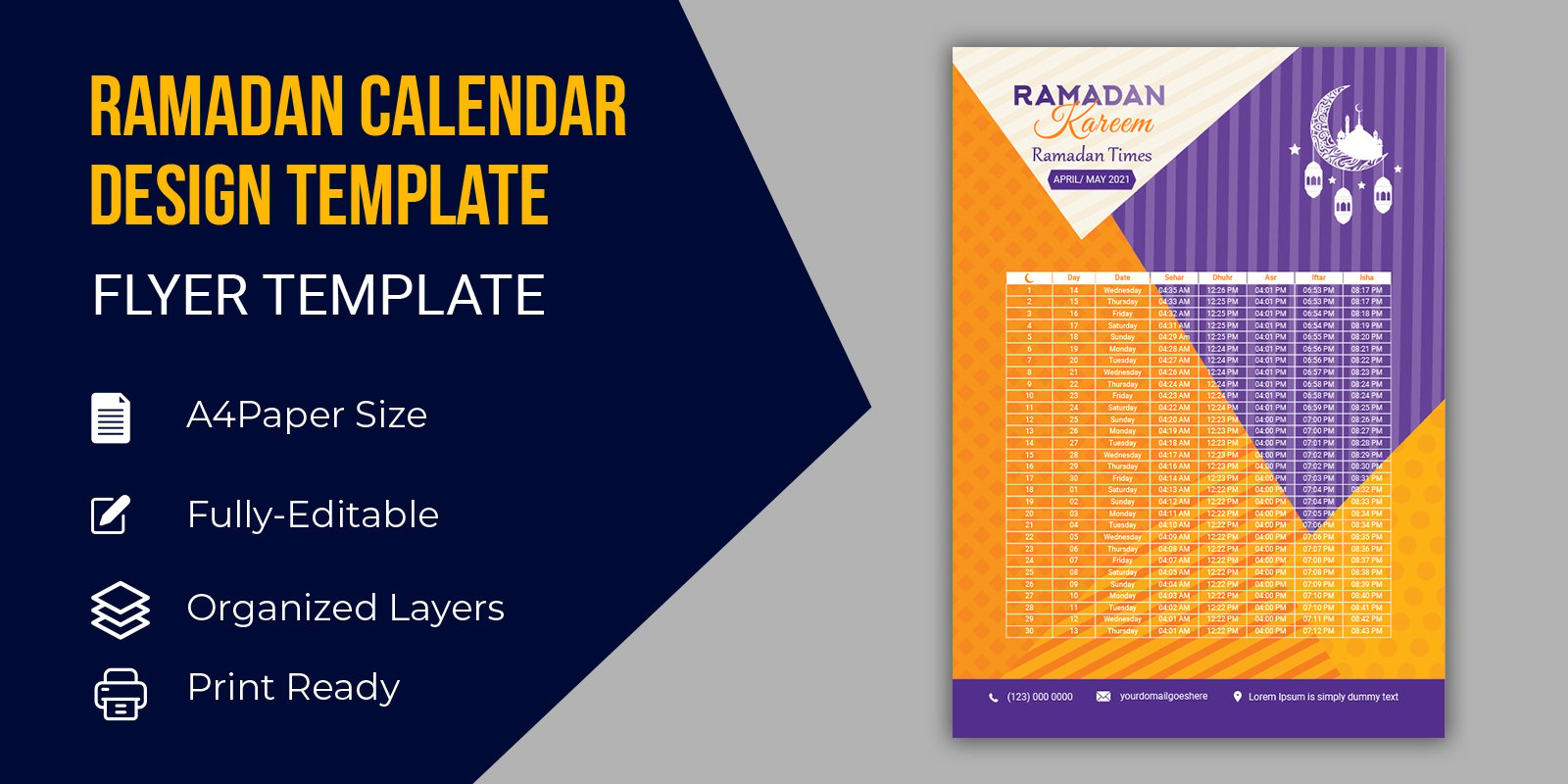 Islamic Ramazan Calendar 2021 - Corporate Identity Template