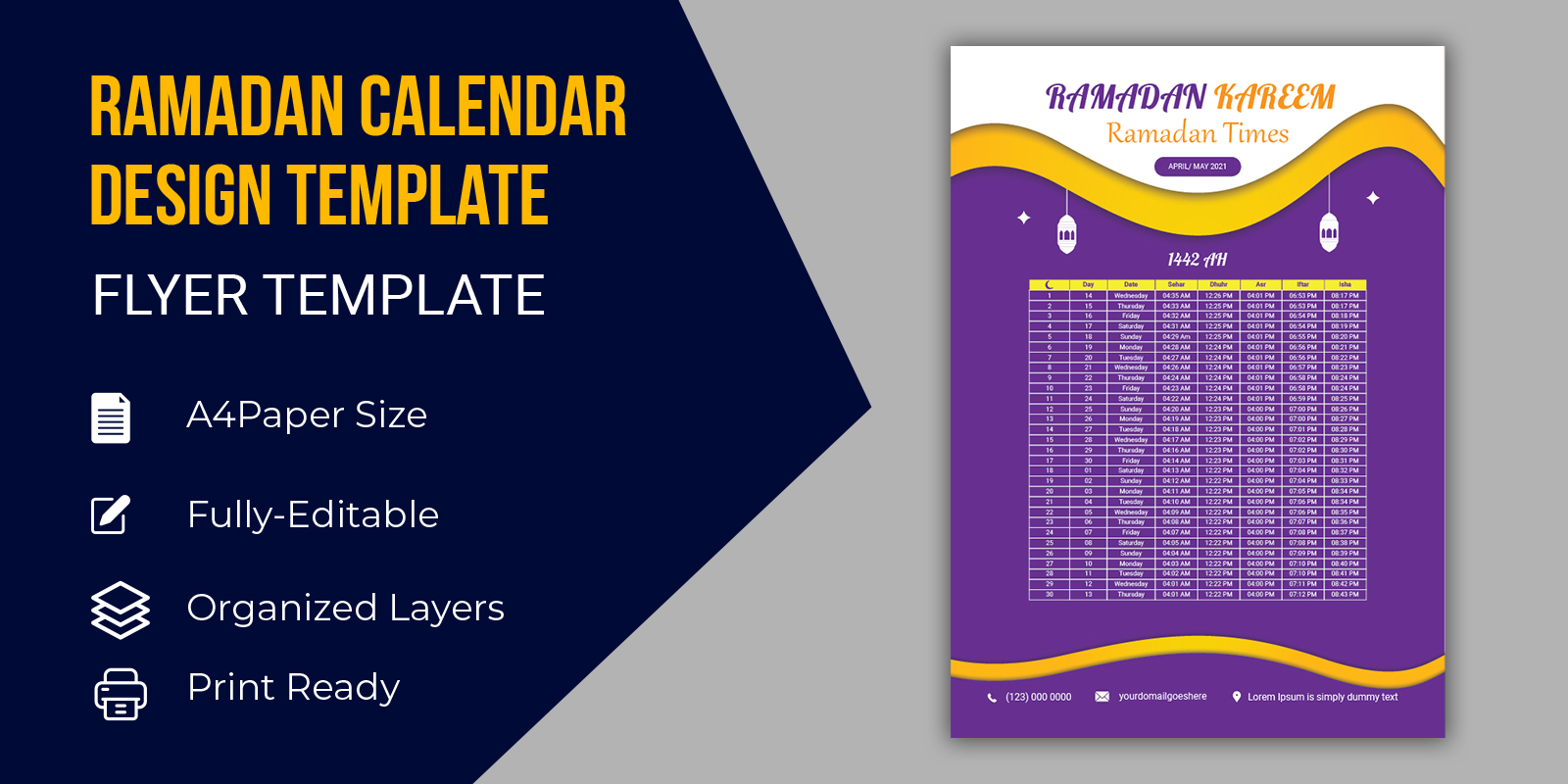 Iftar Calendar Design  2021 - Corporate Identity Template