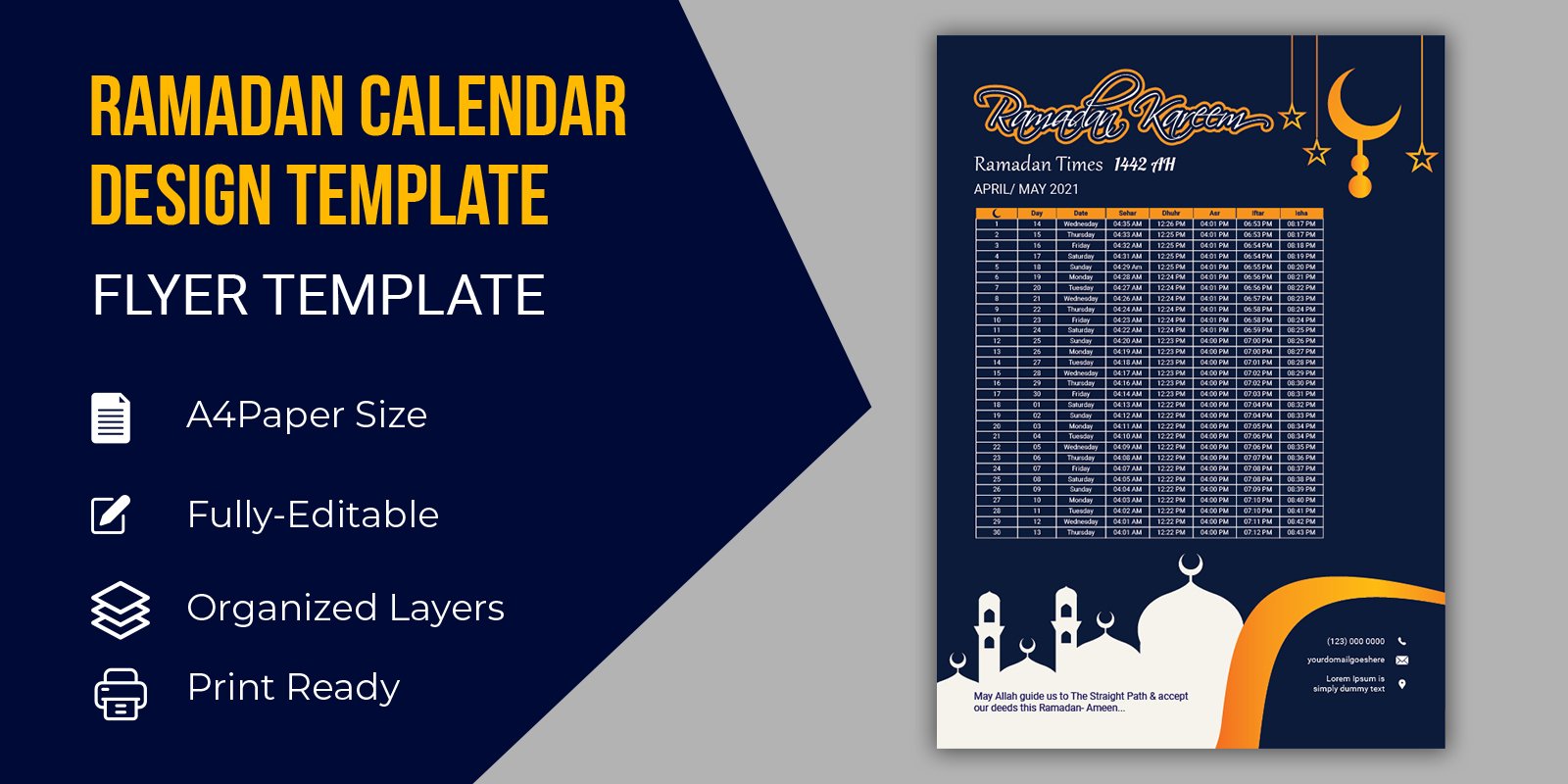 Muslim Calendar Design - Corporate Identity Template.