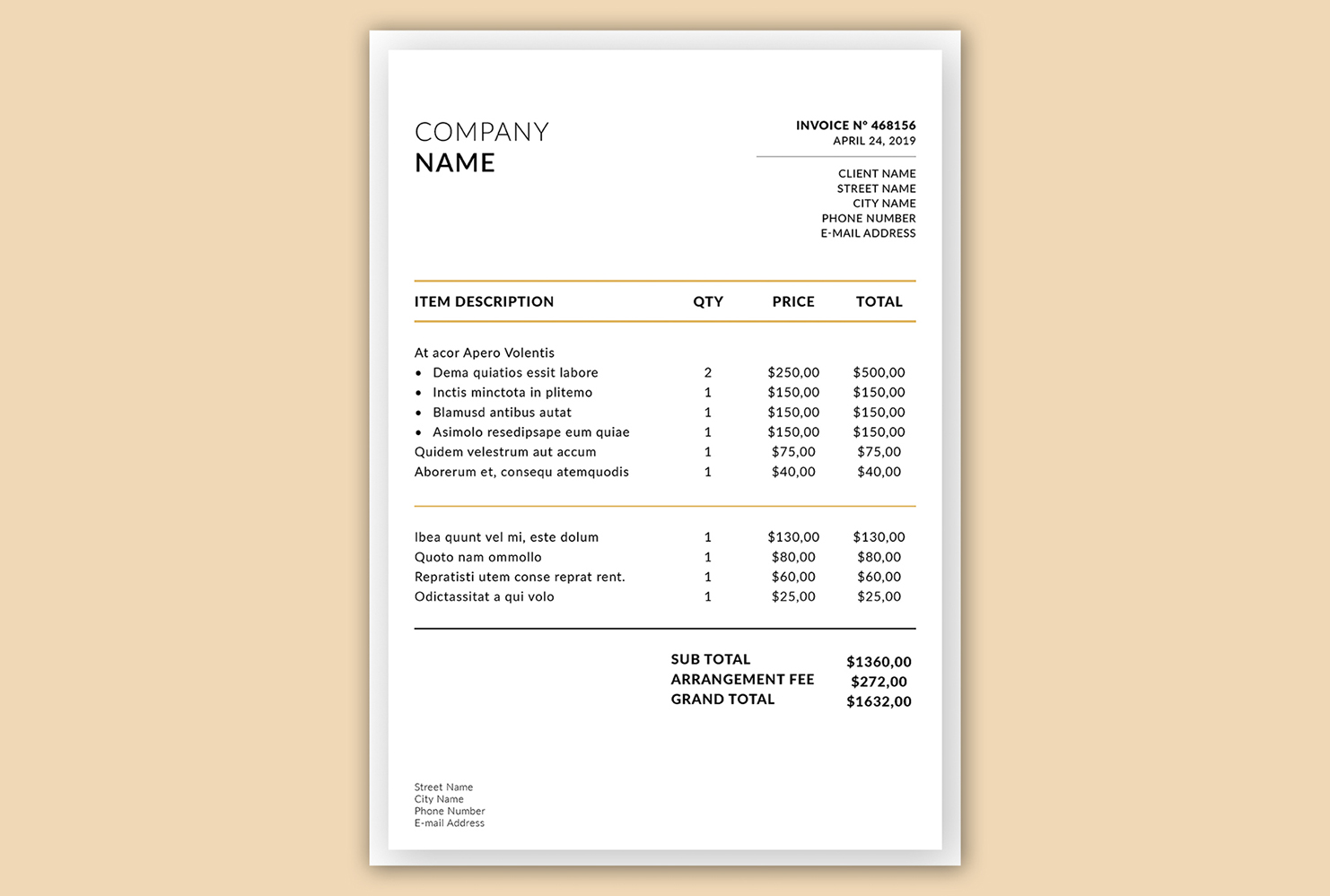 Business Invoice Layout - Corporate Identity Template