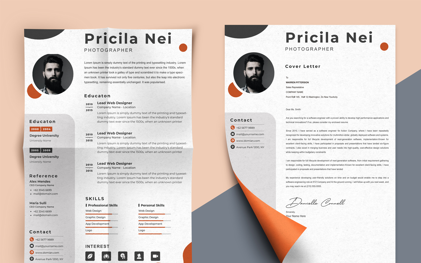 Pricila Nei - professional Photographer Printable Resume Templates