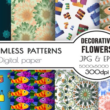 Backgroundsseamless Patternflowersnumbersfoodsnowflakesfishinstant  172022