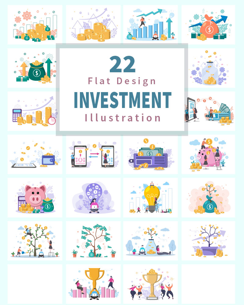 22 Money Investment Flat Design - Illustration