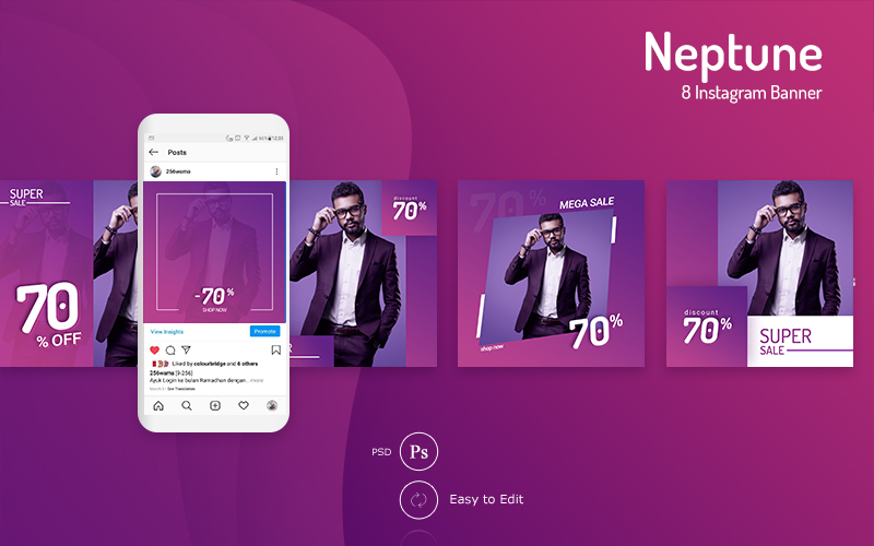 Neptune – 8 Instagram Template Banners Social Media