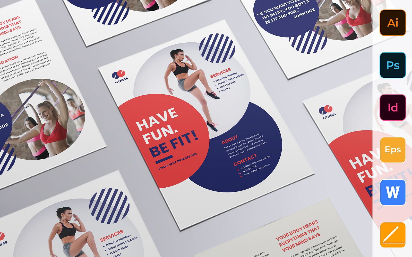 Professional Fitness Trainer Flyer - Corporate Identity Template