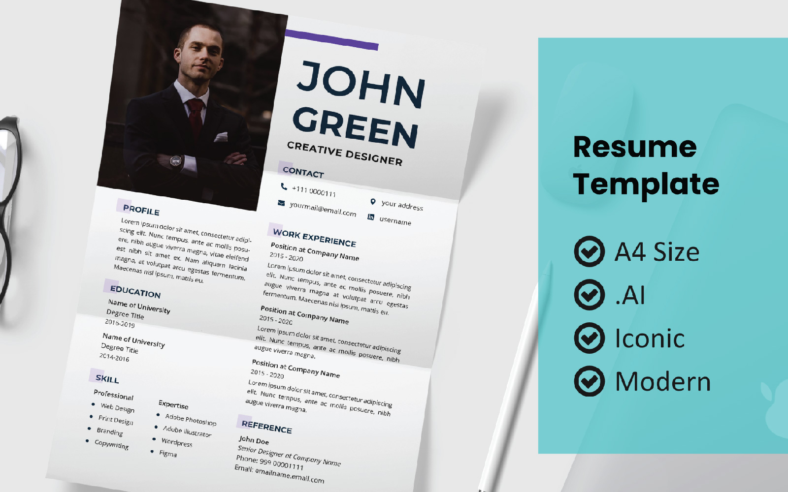 Modern Line Resume Printable Template