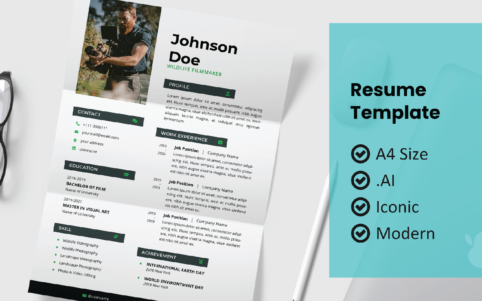 Modern Block Design Resume Printable Template