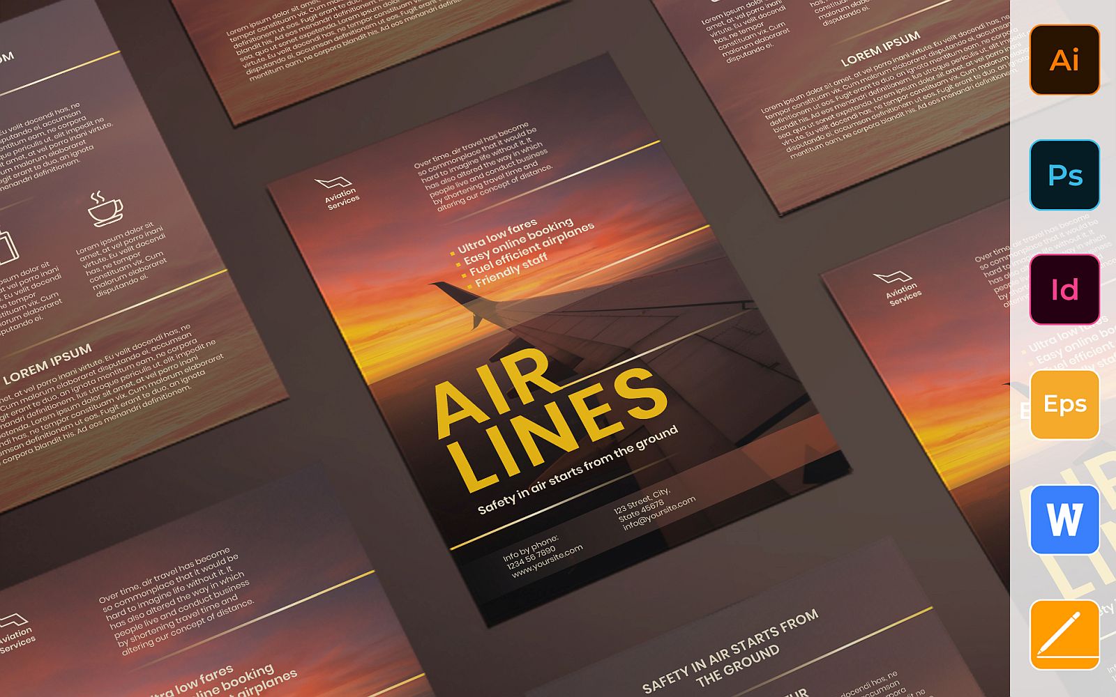 Ready-to-use Airlines Aviation Flyer Corporate Template