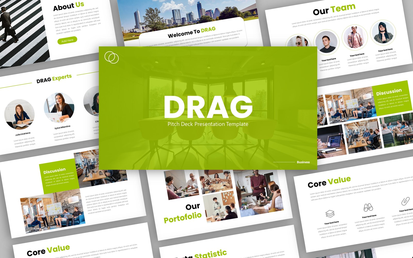 Drag - Creative Business Presentation PowerPoint template