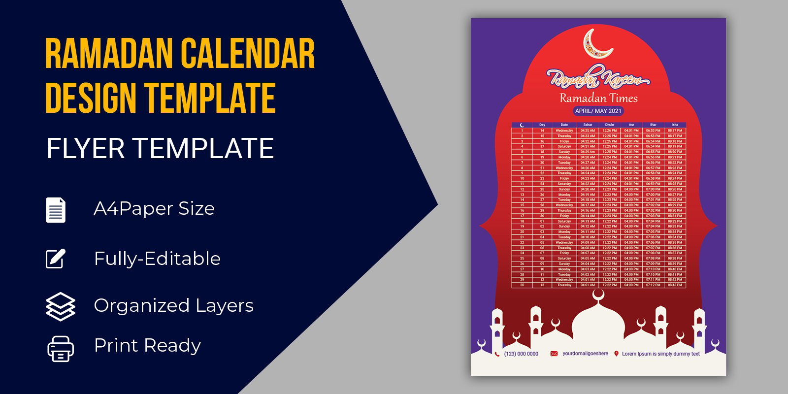 Religion Arabic Design Calendar 2021 Corporate Idnetity Template