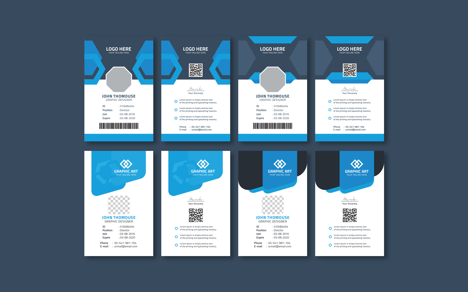 Blue ID Card Layout Corporate Identity