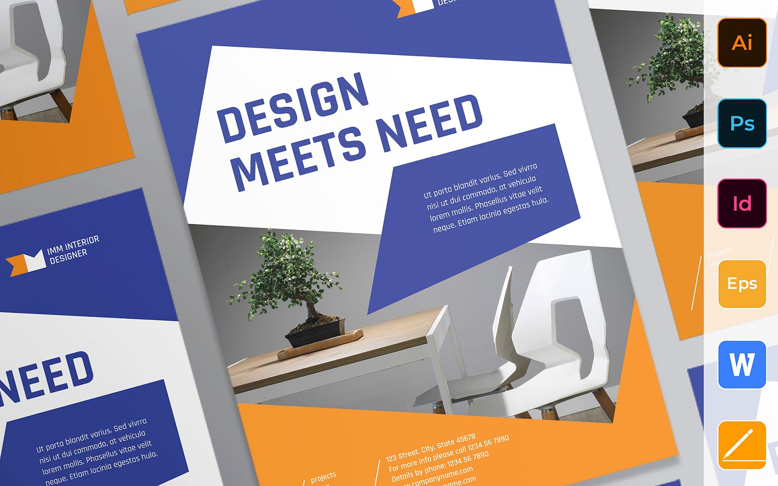 Creative Interior Design Poster Corporate identity template