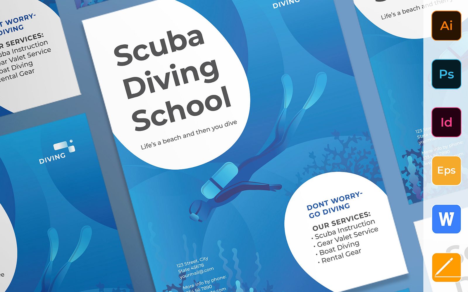 Professional Diving School Poster - Corporate Identity Template
