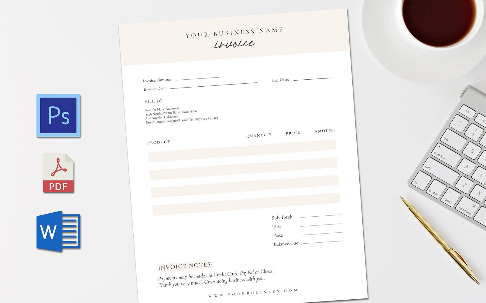 Creative Invoice - Corporate Identity Template , Billing Form,