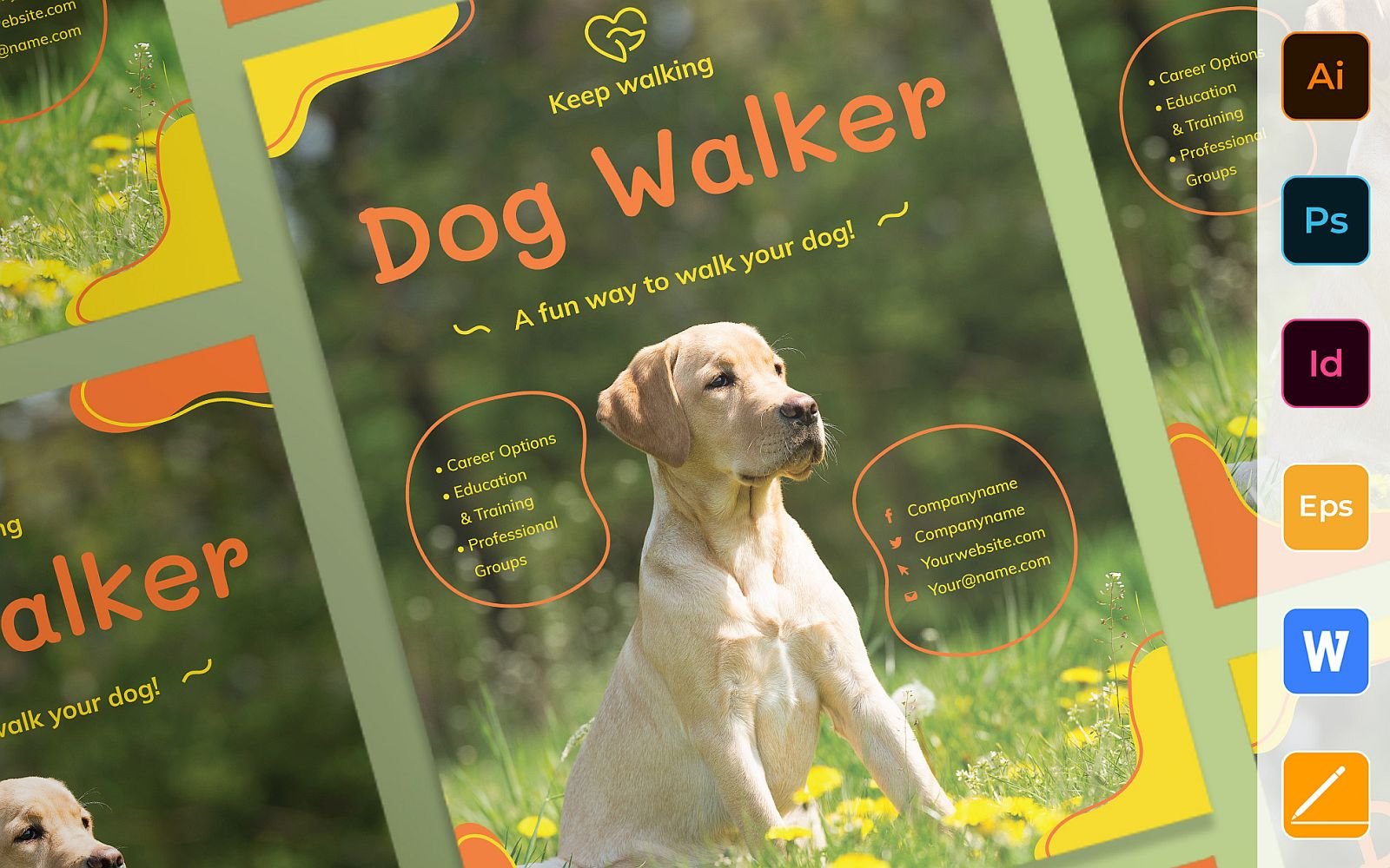 Ready-to-Use Dog Walker Poster Corporate Template