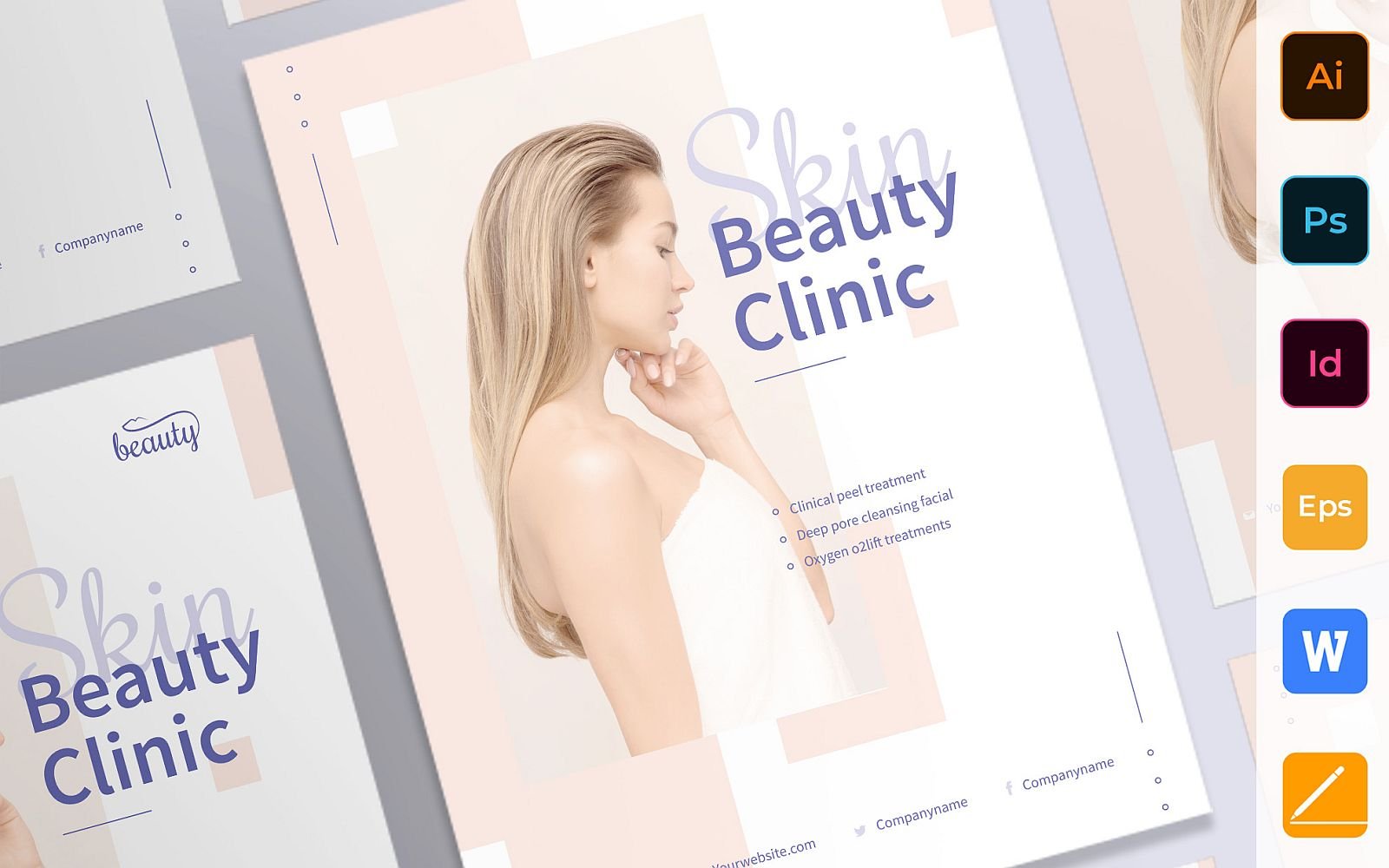 Professional Skin Beauty Clinic Poster Corporate Identity Template