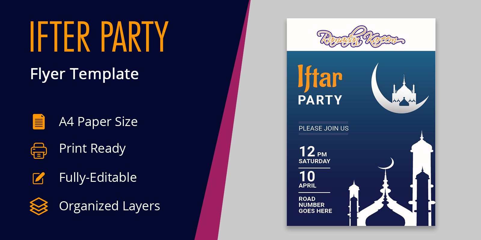 Ramadan Flyer Design for Ifter Party, Seminar Corporate Identity