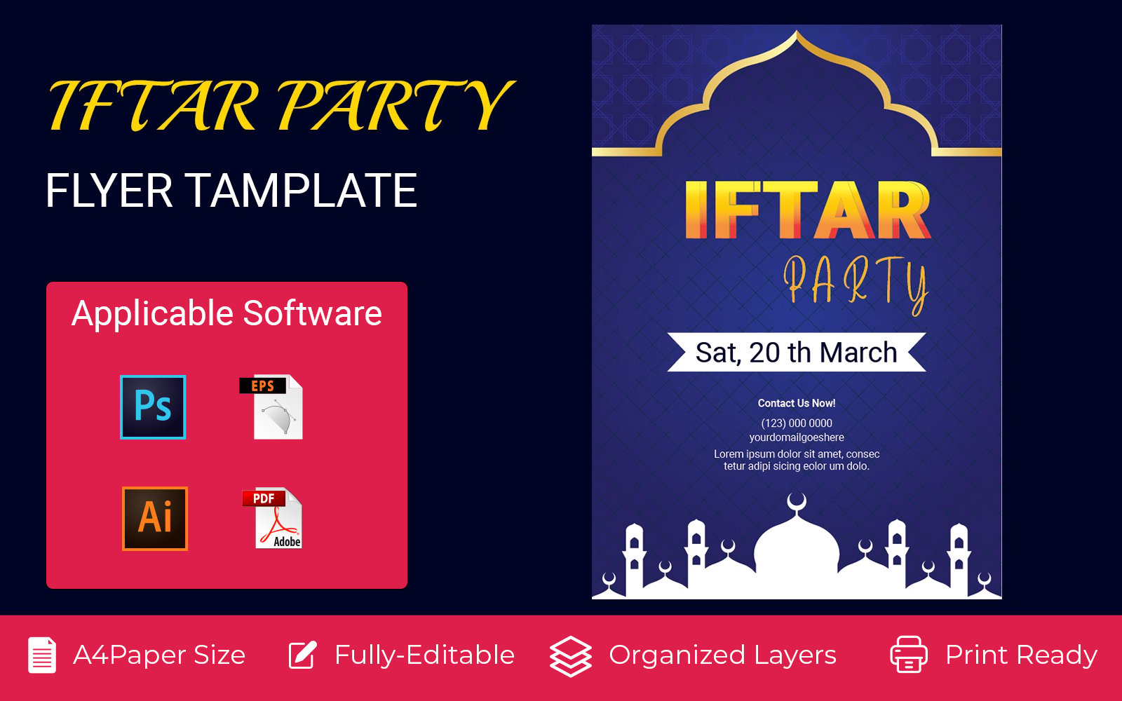 Abstract Iftar Party Invitation Poster Corporate Identity Design