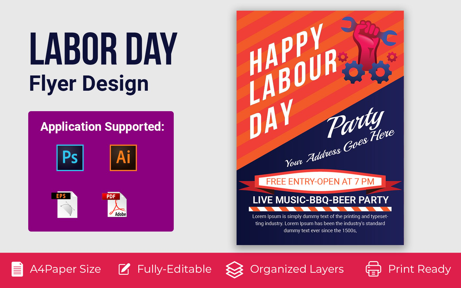 Labor Day Poster  Design Corporate Template