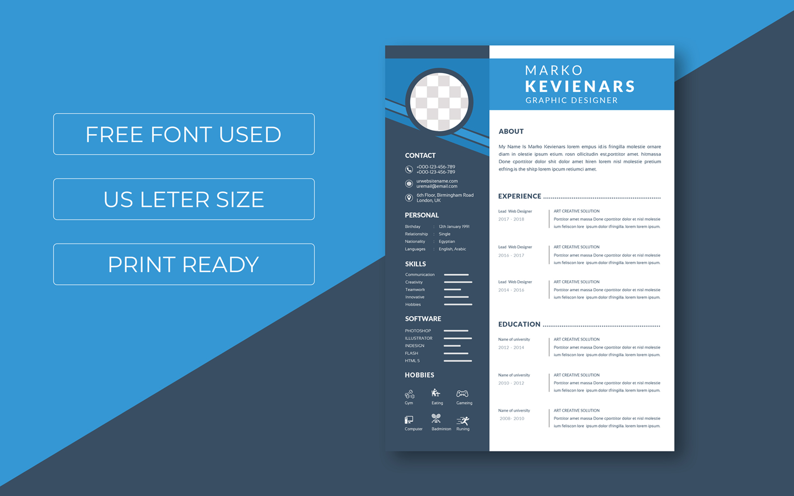 Elegant Resume/ CV Template Layout