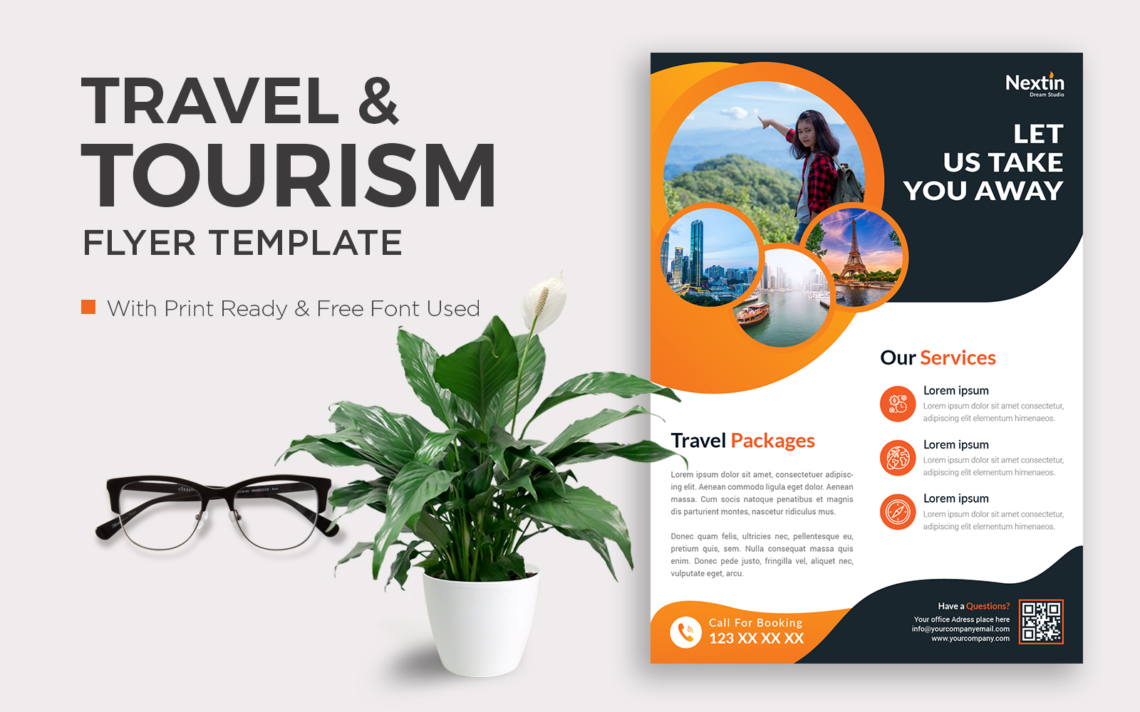 Travel Flyer Corporate Template Design with Contact Details.