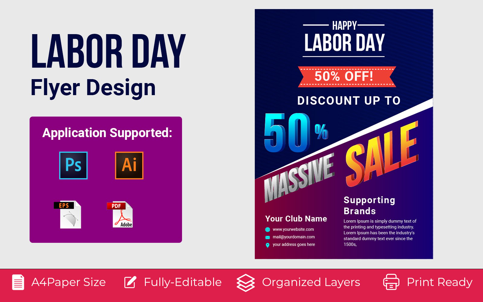 Labor Day United States of America Corporate identity template