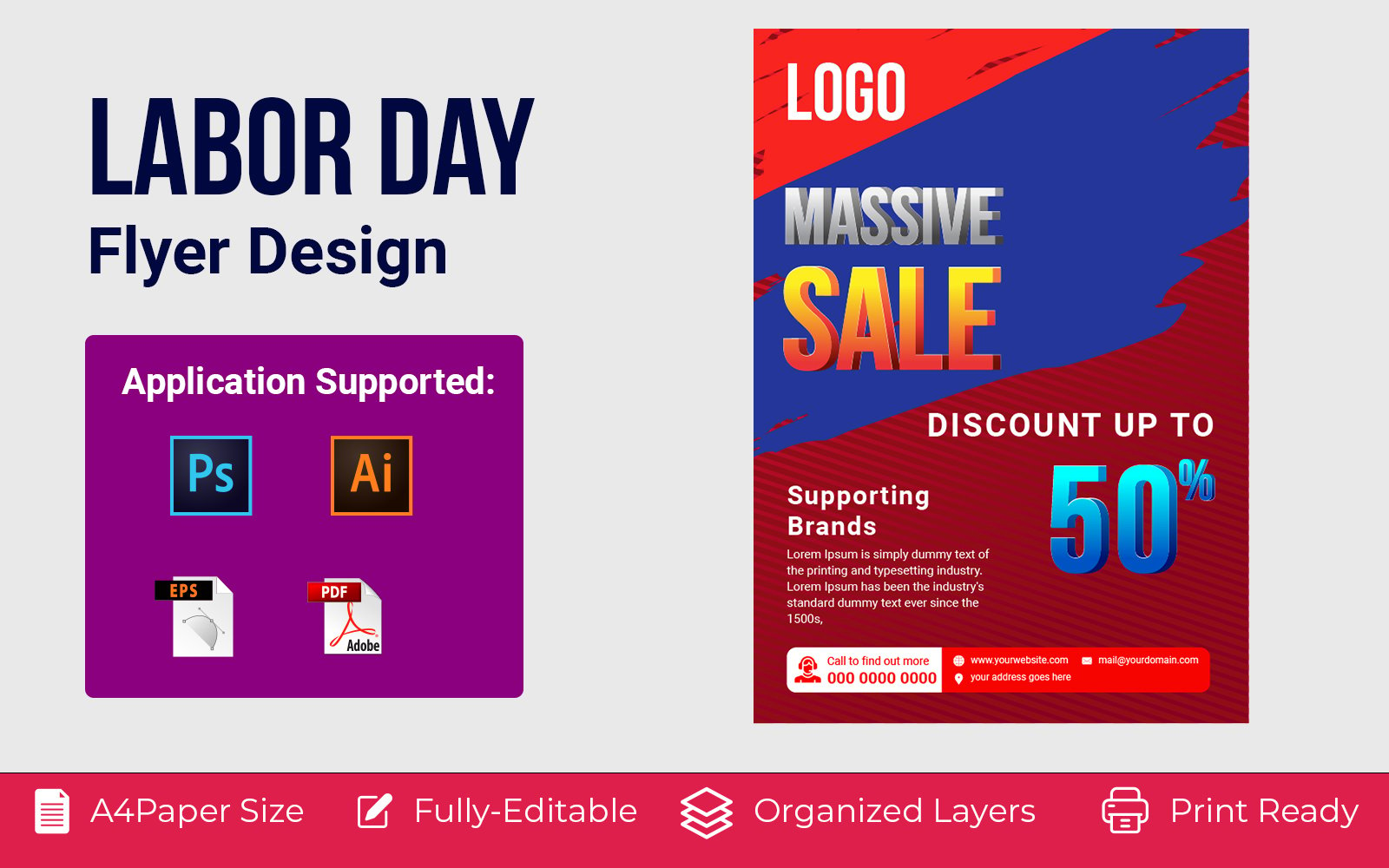 USA Happy Labor Day Corporate identity template