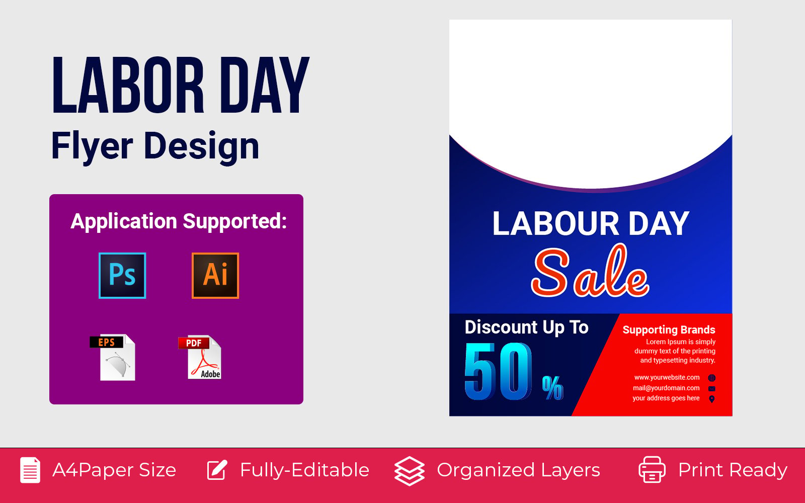 USA Happy Labor Day Corporate identity template