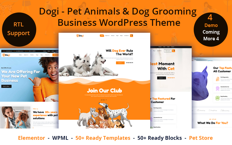 Dogi - Pet Animals & Dog Grooming Business WordPress Theme