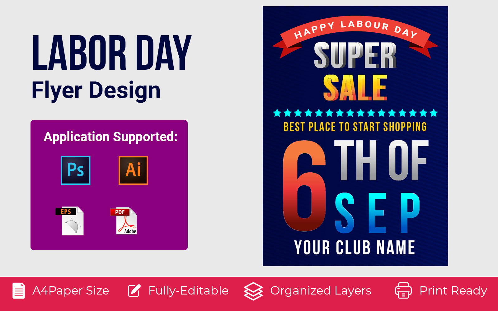 USA Happy Labor Day Corporate identity template