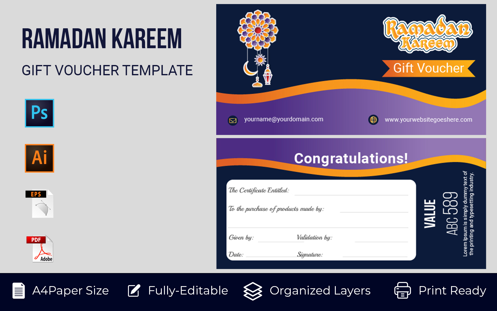 Ramadan Gift Coupon Sale Discount Corporate Template