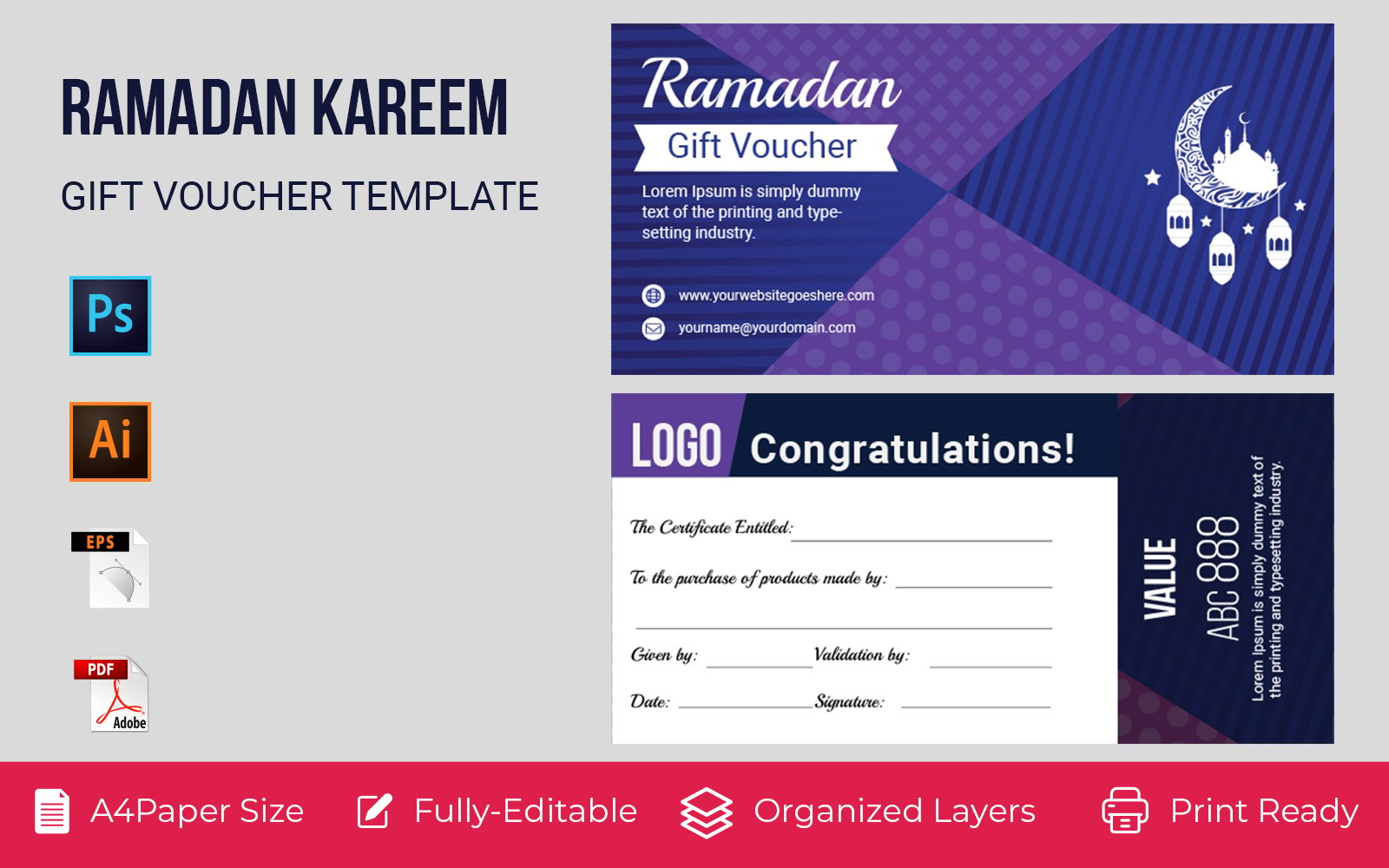 Ramadan Gift Coupon with Special Offer Corporate Template