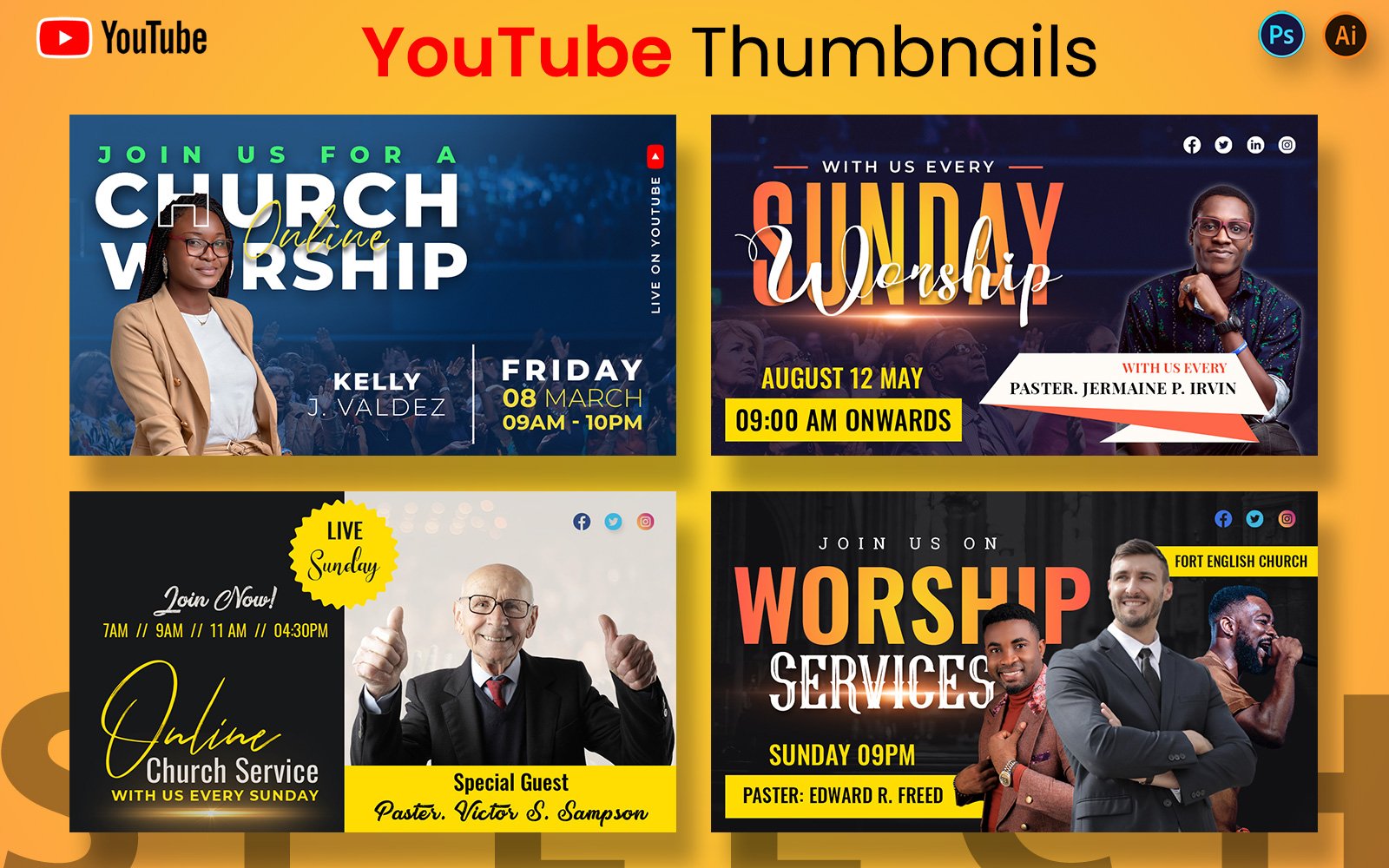 Church Speech Youtube Thumbnails - Creative Youtube Thumbnail and Cover Designs