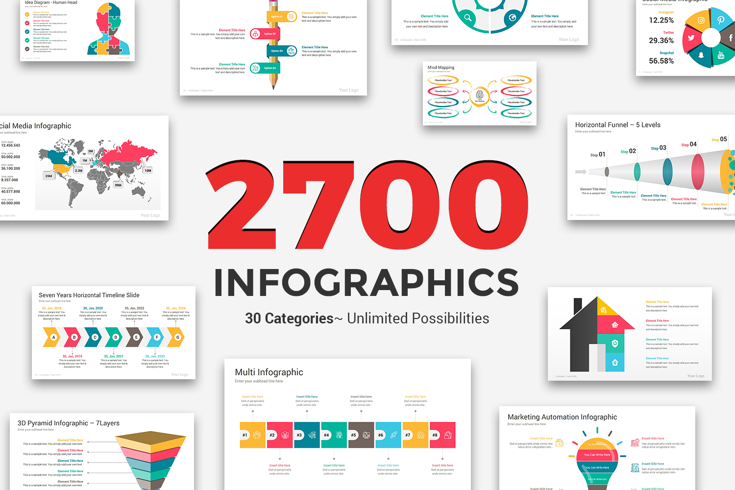 PowerPoint Infographics Golden Templates Bundle