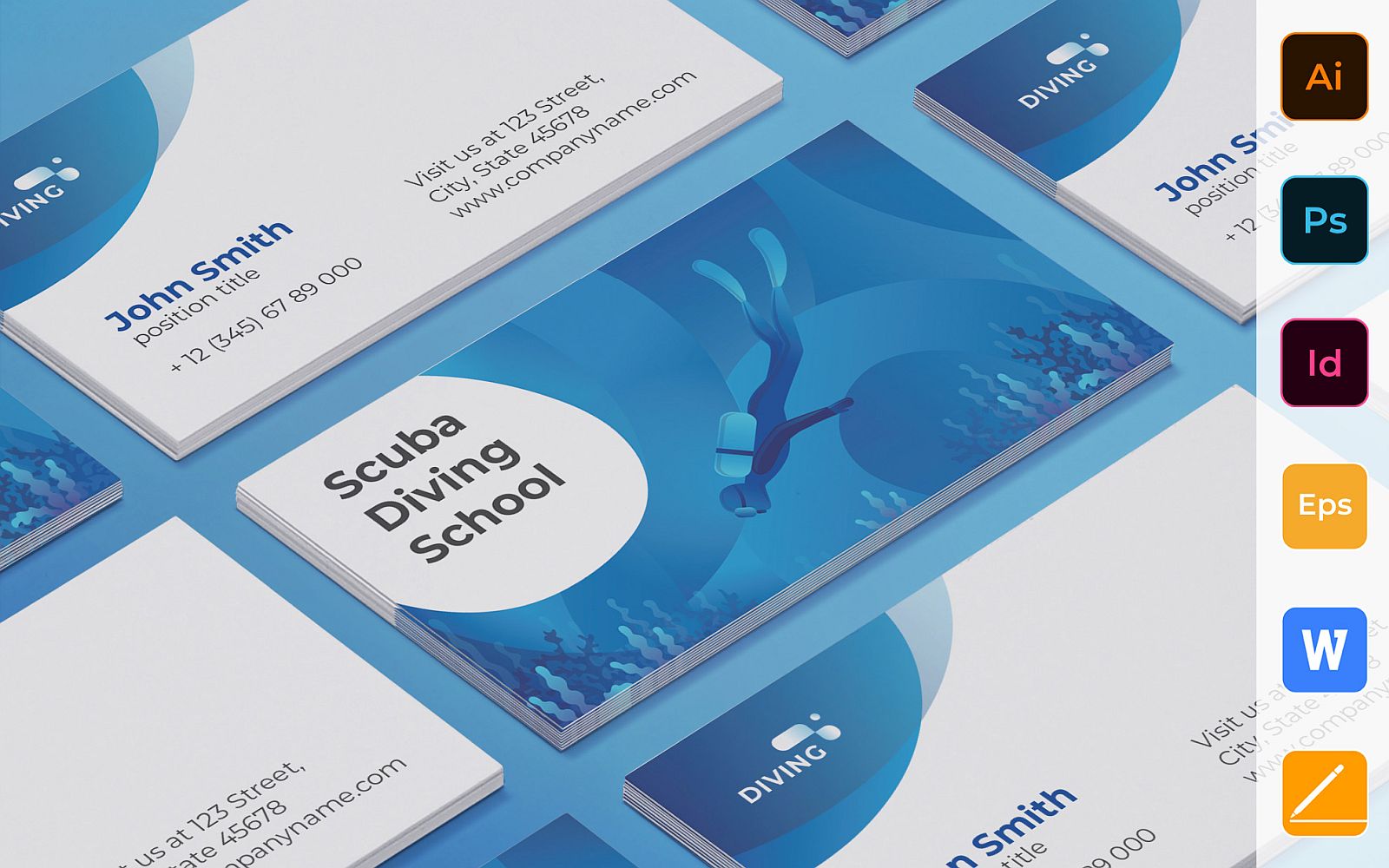 Professional Diving School Business Card Template