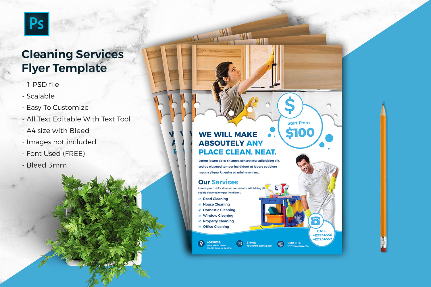 Cleaning Services Flyer vol.02 Corporate identity template